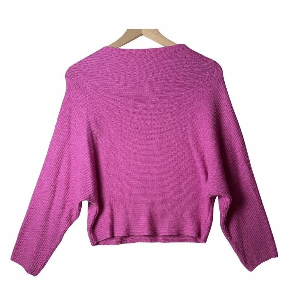 Leith Pink Cropped Sweater Drop Shoulder Boat Neck Wool Blend Women's size XS